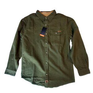 Mens Buck Camp Flannel Shirt Legendary Whitetails Army Green Medium 100% Cotton